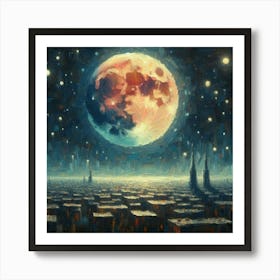 Full Moon Over The City Art Print