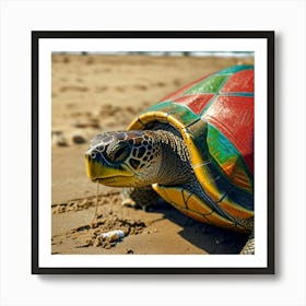 Turtle On The Beach 17 Art Print