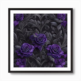 Dark Purple Roses - Gothic inspired Art Print