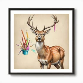 Deer Drawing 17 Art Print