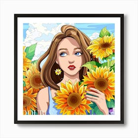 Double Sunflowers Art Print