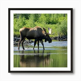 Moose Antlers Wildlife Herbivore North America Forest Majestic Large Bull Cow Calf Solita (4) Art Print