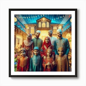 Muslim Family At Christmas Art Print