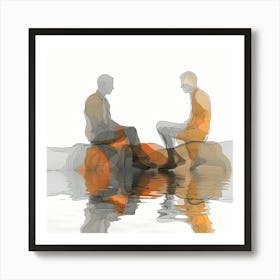 Two People Sitting In Water- Reflection art - abstract art, abstract painting  city wall art, colorful wall art, home decor, minimal art, modern wall art, wall art, wall decoration, wall print colourful wall art, decor wall art, digital art, digital art download, interior wall art, downloadable art, eclectic wall, fantasy wall art, home decoration, home decor wall, printable art, printable wall art, wall art prints, artistic expression, contemporary, modern art print, Art Print