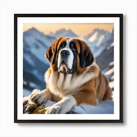 St Bernard Dog 88 Art Print