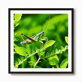 Grasshoppers Insects Jumping Green Legs Antennae Hopper Chirping Herbivores Garden Fields (16) Art Print