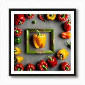 Colorful Peppers In A Frame 20 Art Print