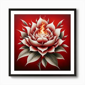 Lotus Flower On Fire 2 Art Print