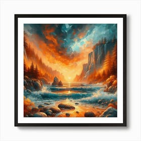 Sunset In The Mountains Art Print