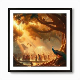 Forest Of Peacocks Art Print