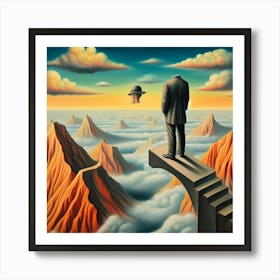 Man On Top Of A Mountain Art Print