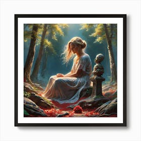 Girl In The Woods 10 Art Print