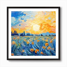 Sunset With Poppies Art Print