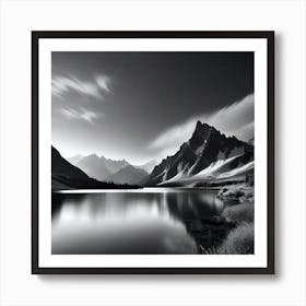 Black And White Mountain Landscape 21 Art Print