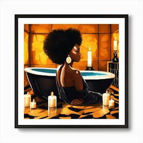 Afro Girl In Bath Art Print