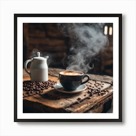 Coffee And Coffee Beans Art Print