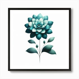 Blue Dahlia Flower 2 Art Print