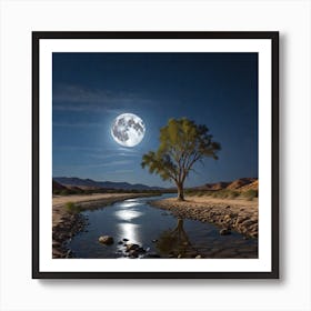 Full Moon In The Desert Art Print