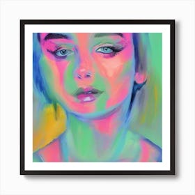 Girl With Bright Colors Art Print