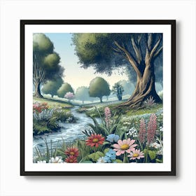 Serene And Peaceful Meadow 5 Art Print