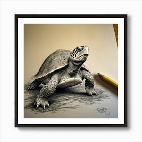 Turtle Drawing 11 Art Print