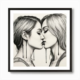 Kissing - women - LGBTQ Art Print