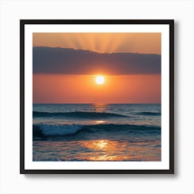 Sunset Over The Ocean 1 Art Print