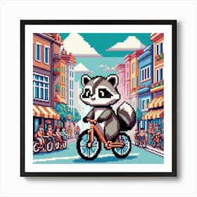 Raccoon On A Bicycle art 4 Art Print