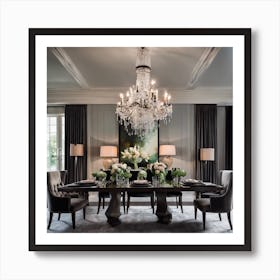 700562 Elegant Dining Room With Crystal Chandelier, Dark Xl 1024 V1 0 Art Print