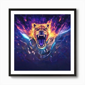 Tiger in a blue Funk Art Print