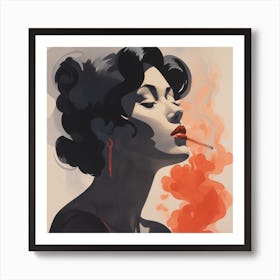 Woman Smoking A Cigarette Art Print