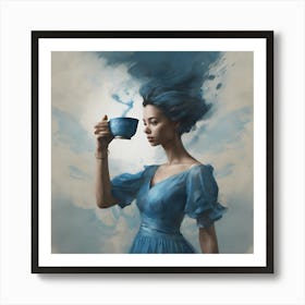 Girl With Blue Hair Art Print