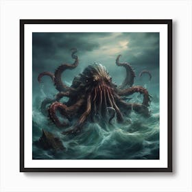 Kraken Monster in the Sea Art Print