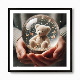Snow Globe With Teddy Bear Art Print