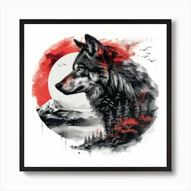 Wolf In The Moonlight 7 Art Print