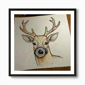 Deer With Camera 6 Art Print