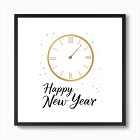 Happy New Year Clock Art Print