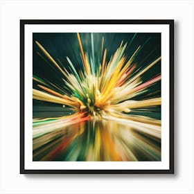 A burst of colorful paint splatters with a sense of movement and energy. Art Print