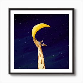 Giraffe With Moon Poster