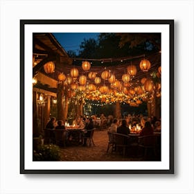 A Lively Autumn Festival Drenched In Rustic Charm Cascading Lanterns Of Burnished Gold And Amber (7) 1 Art Print