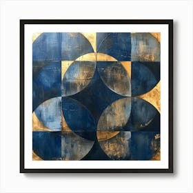 Blue And Gold Circles Art Print