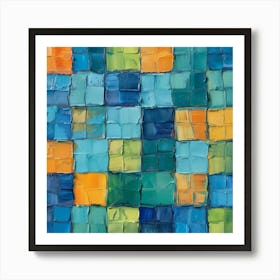 Blue Squares 5 Art Print