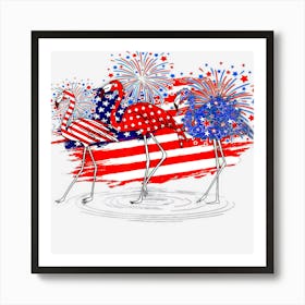 Trending Funny Patriotic Flamingo American Flag 4th Of Art Print