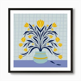 Tulips - blue and yellow Art Print