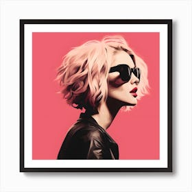 Punk Woman In Pink And Black 3 Art Print