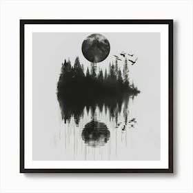 Moon Reflected In Water Art Print