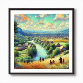 Village In The Mountains Art Print