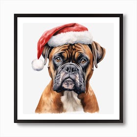 Boxer Dog With Santa Hat 4 Art Print