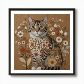 Cat With Flowers 8 Art Print