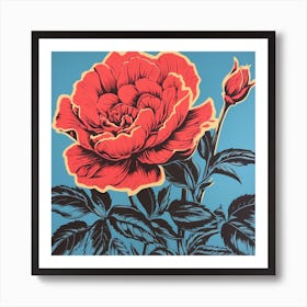 Peony 1 Pop Art Illustration Square Art Print